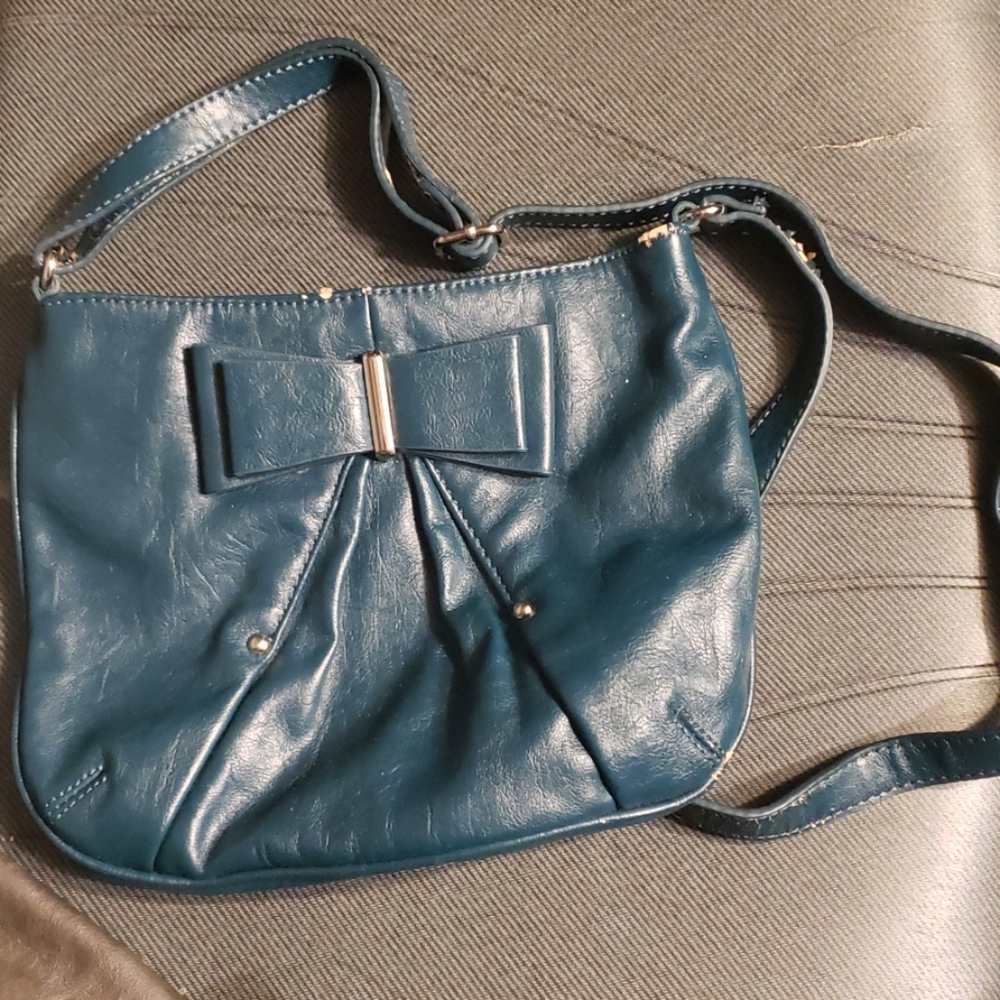 Dark teal leather Elle purse